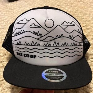 REI Co-op Black and White Trucker Hat New